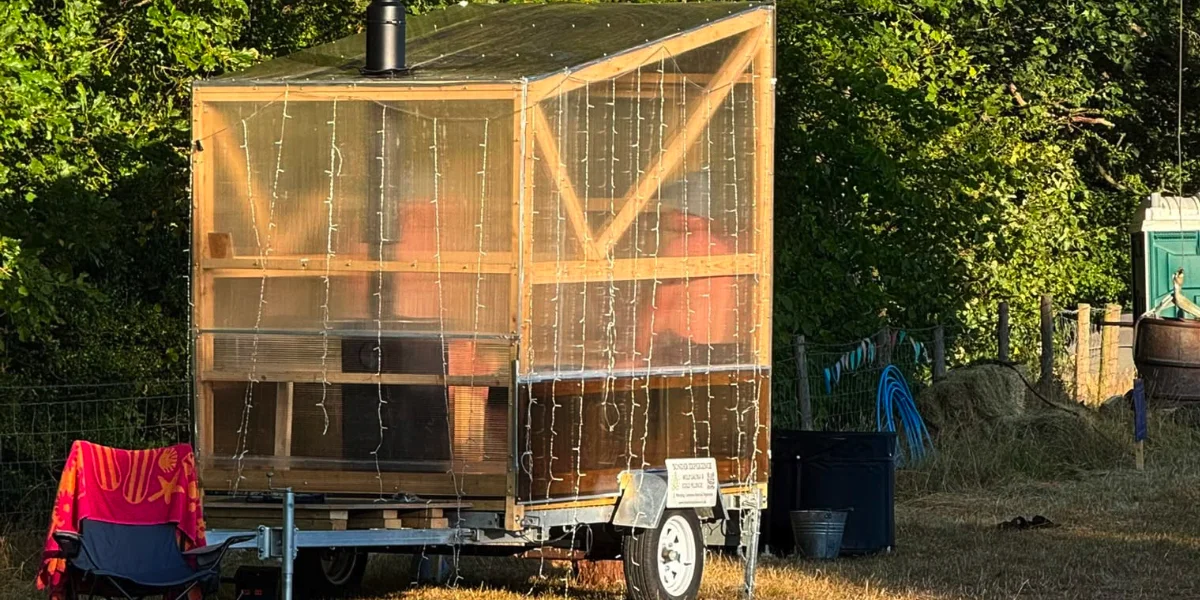 Guests relaxing after a mobile sauna session